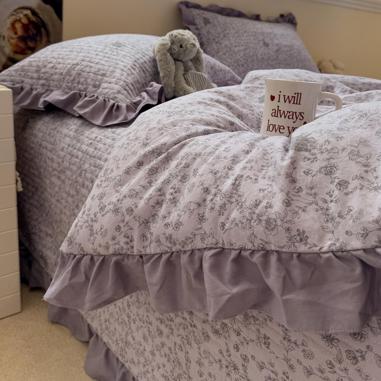 91家纺网 家纺一手货源 找家纺 （总）一加一 2025新款小清新花边款可水洗大豆被子被芯