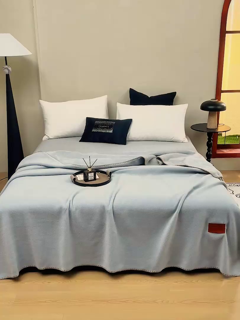 91家纺网 家纺一手货源 找家纺 悦织湾家纺 2025新款轻奢纯色仿羊绒毯单层双层保暖加厚秋冬毛毯盖毯毯子跨境专供仿羊绒单层-银河灰