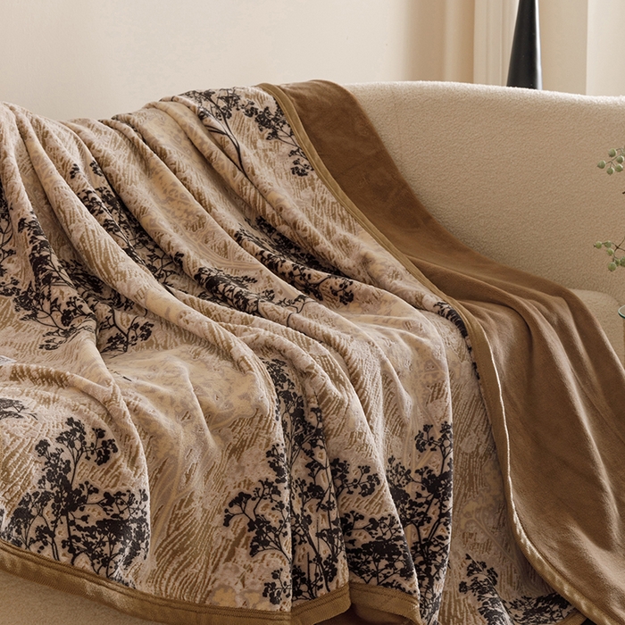 91家纺网 家纺一手货源 找家纺 （总）悦然毛巾被 2025新款复合毯休闲兔毛绒提花印花工艺盖毯