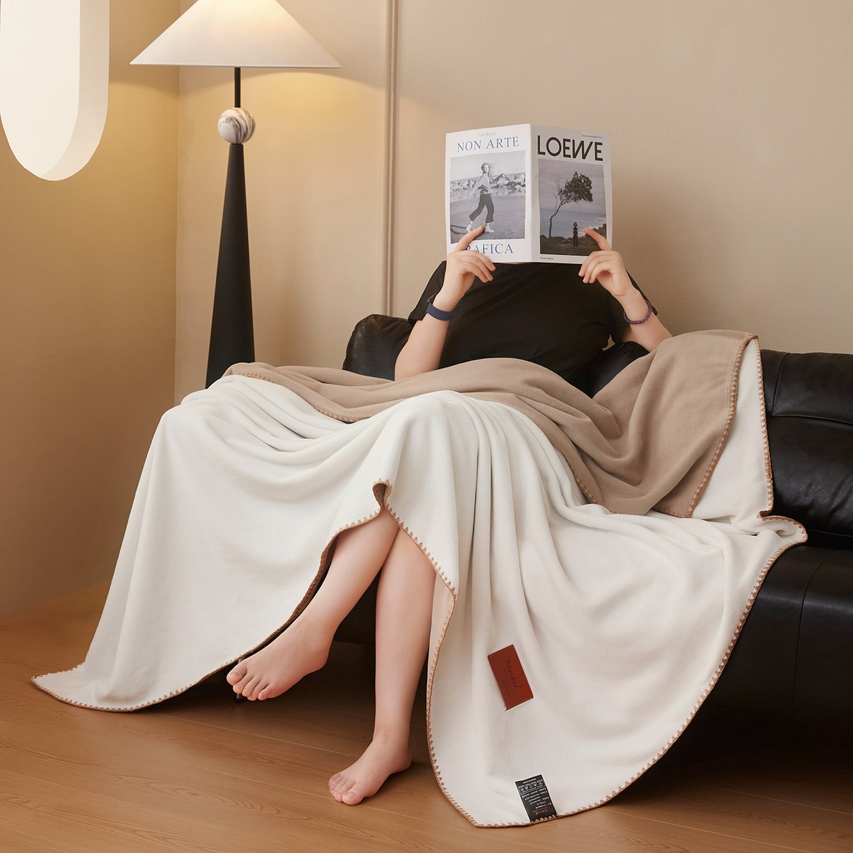 91家纺网 家纺一手货源 找家纺 悦织湾家纺 2025新款轻奢纯色仿羊绒毯单层双层保暖加厚秋冬毛毯盖毯毯子跨境专供仿羊绒双层-白-咖