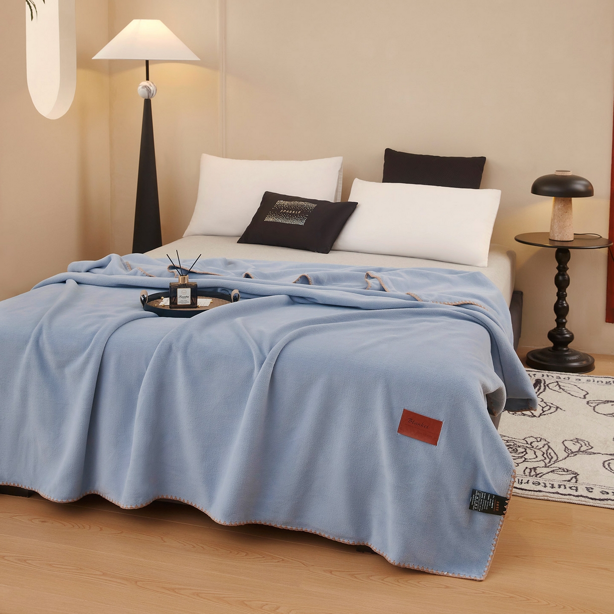 91家纺网 家纺一手货源 找家纺 悦织湾家纺 2025新款轻奢纯色仿羊绒毯单层双层保暖加厚秋冬毛毯盖毯毯子跨境专供仿羊绒双层-宾利蓝