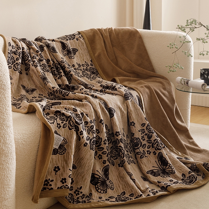 （总）悦然毛巾被 2025新款复合毯休闲兔毛绒提花印花工艺盖毯