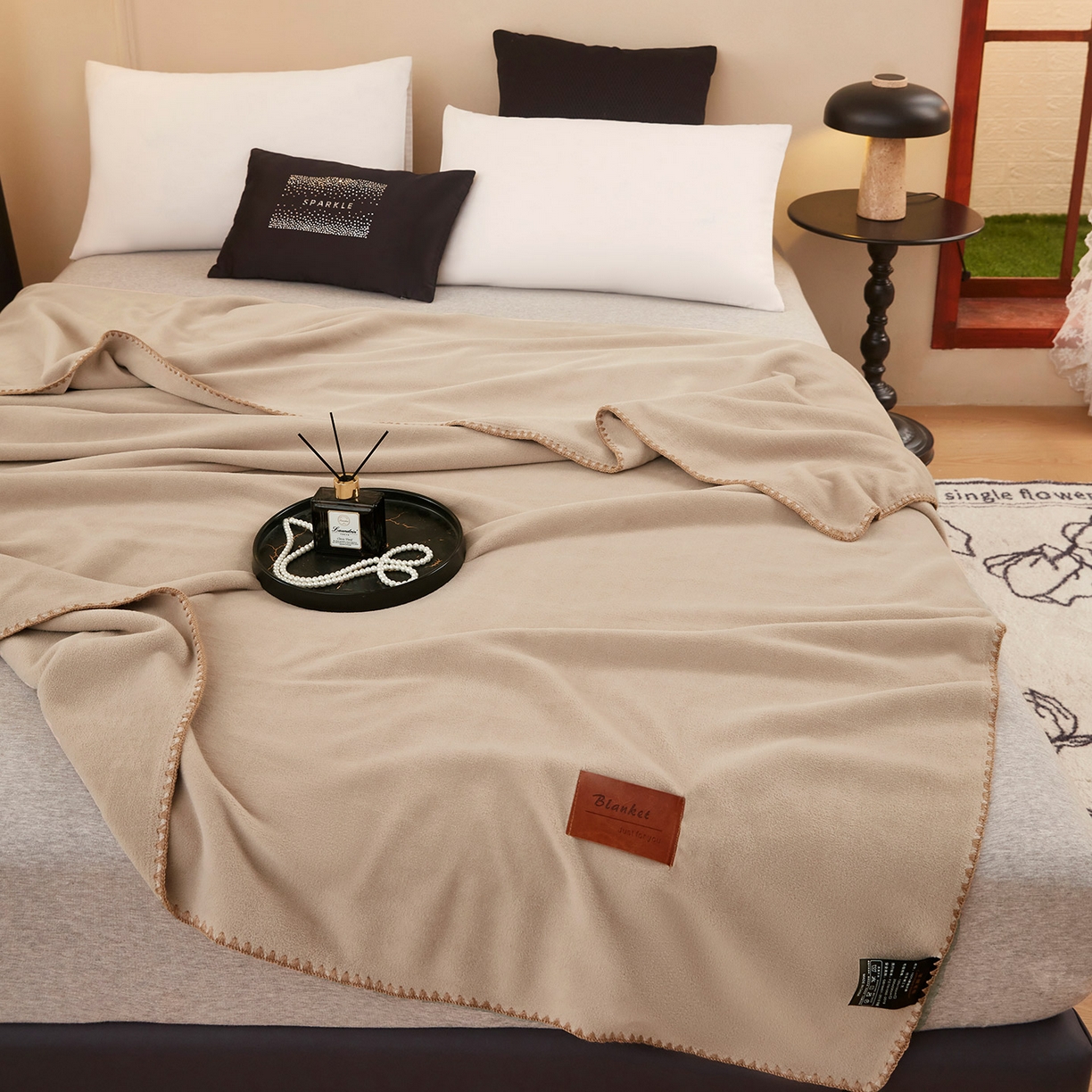 91家纺网 家纺一手货源 找家纺 悦织湾家纺 2025新款轻奢纯色仿羊绒毯单层双层保暖加厚秋冬毛毯盖毯毯子跨境专供仿羊绒双层-奶咖