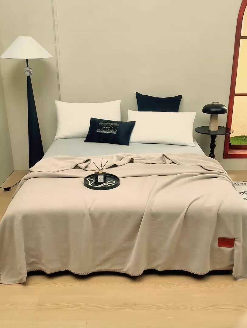 91家纺网 家纺一手货源 找家纺 悦织湾家纺 2025新款轻奢纯色仿羊绒毯单层双层保暖加厚秋冬毛毯盖毯毯子跨境专供仿羊绒双层-奶咖