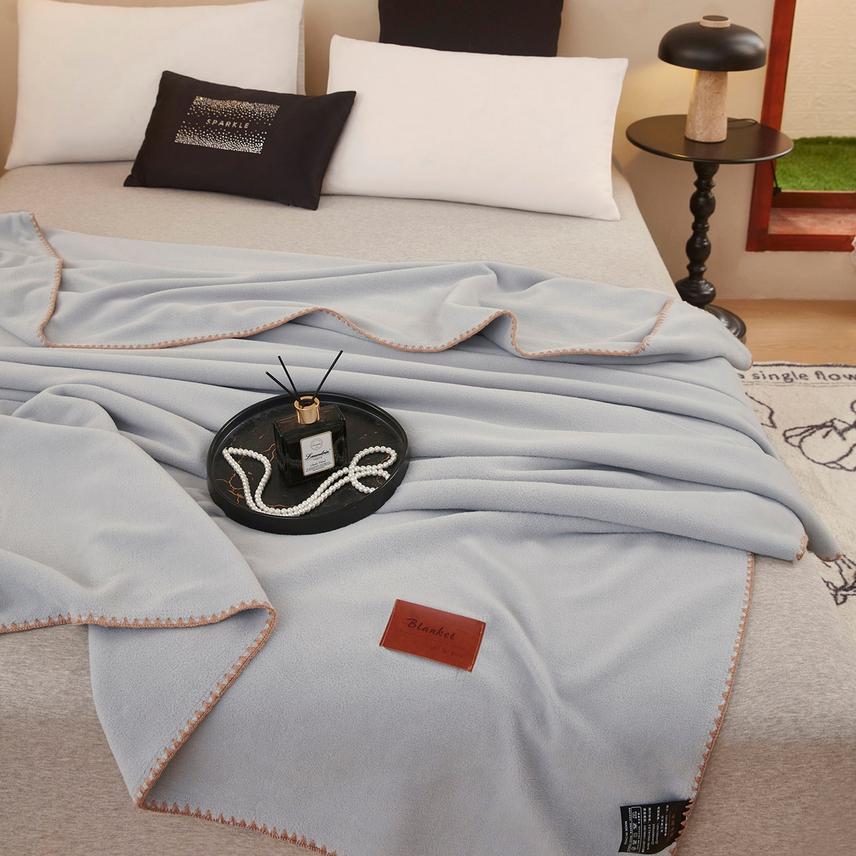 91家纺网 家纺一手货源 找家纺 悦织湾家纺 2025新款轻奢纯色仿羊绒毯单层双层保暖加厚秋冬毛毯盖毯毯子跨境专供 仿羊绒双层-雅灰