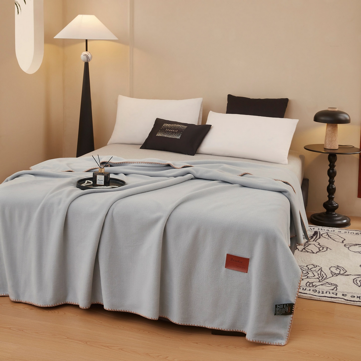 91家纺网 家纺一手货源 找家纺 悦织湾家纺 2025新款轻奢纯色仿羊绒毯单层双层保暖加厚秋冬毛毯盖毯毯子跨境专供 仿羊绒双层-雅灰