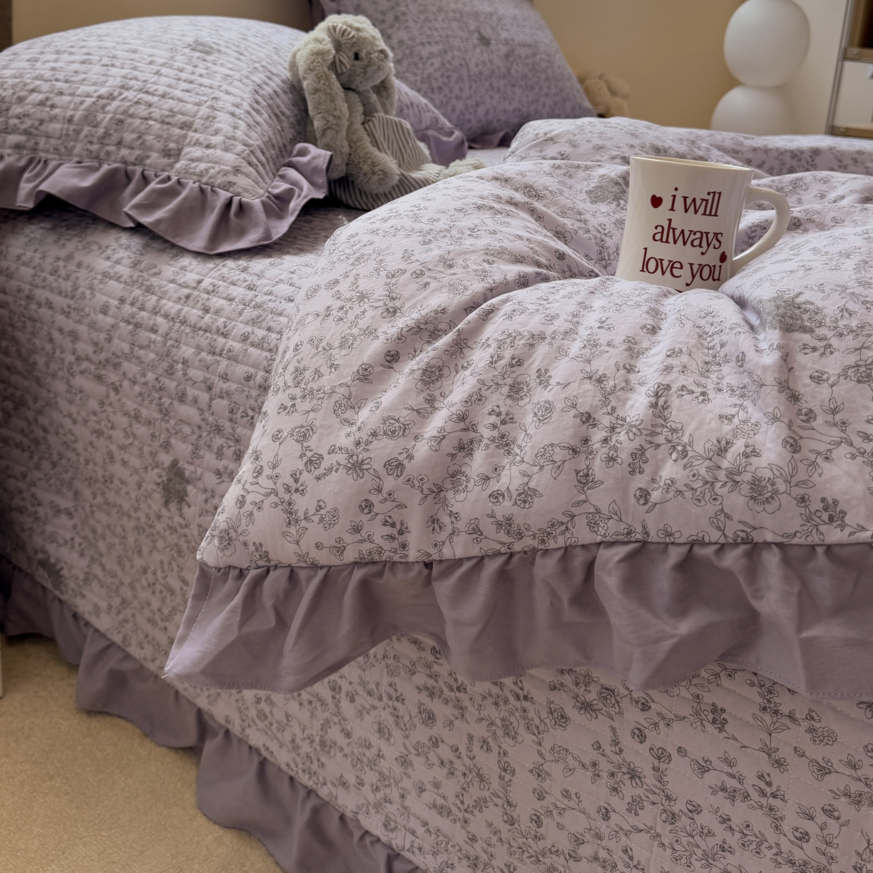 91家纺网 家纺一手货源 找家纺 一加一 2025新款小清新花边款可水洗大豆被子被芯 巴洛克之恋