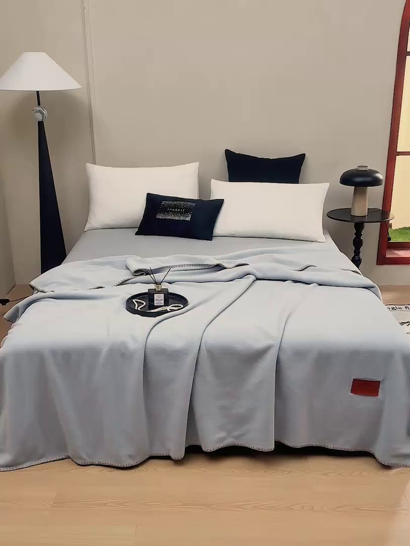 91家纺网 家纺一手货源 找家纺 悦织湾家纺 2025新款轻奢纯色仿羊绒毯单层双层保暖加厚秋冬毛毯盖毯毯子跨境专供 仿羊绒双层-雅灰