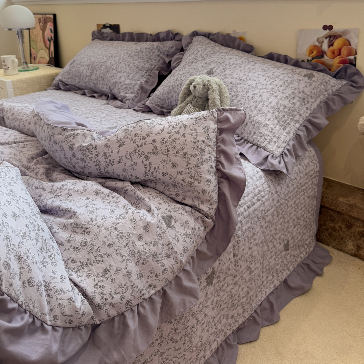 91家纺网 家纺一手货源 找家纺 一加一 2025新款小清新花边款可水洗大豆被子被芯 巴洛克之恋