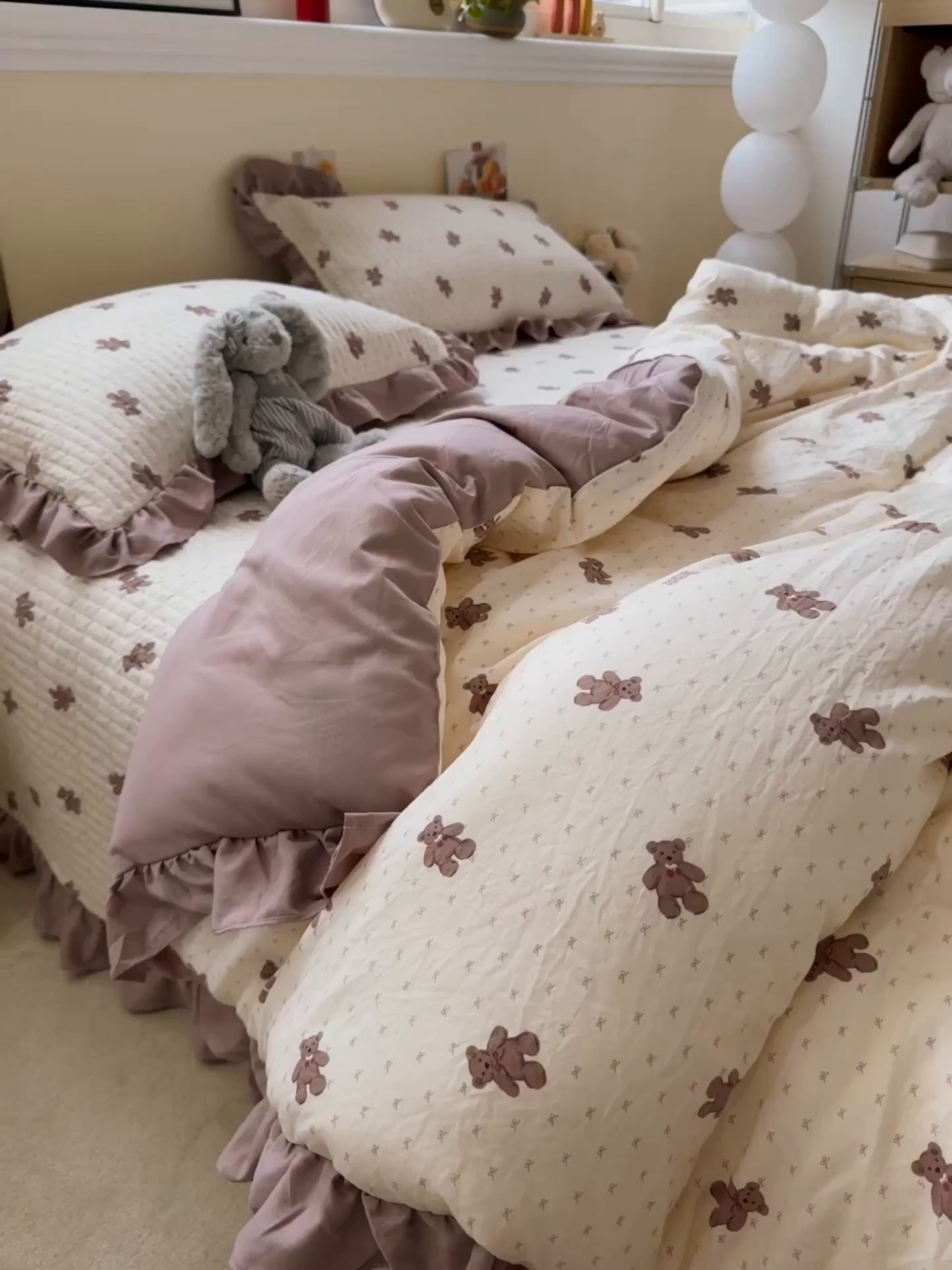 91家纺网 家纺一手货源 找家纺 一加一 2025新款小清新花边款可水洗大豆被子被芯 梦想熊