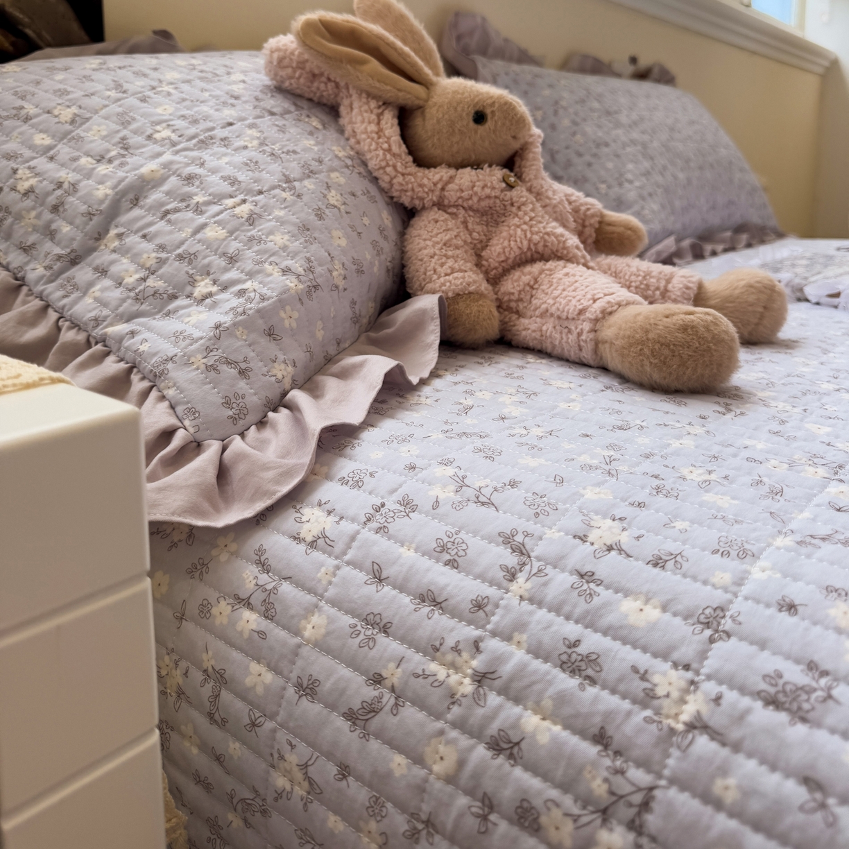 91家纺网 家纺一手货源 找家纺 一加一 2025新款小清新花边款可水洗大豆被子被芯 晴天兰