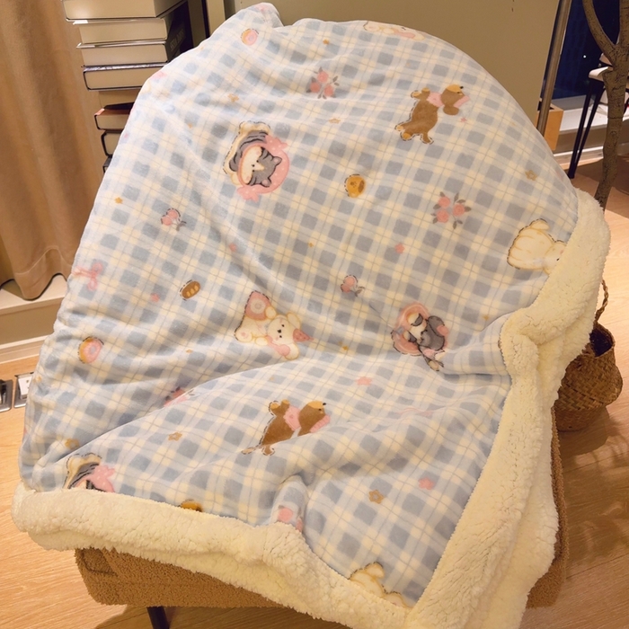 91家纺网 家纺一手货源 找家纺 润缦 2025新款卡通印花毛毯 蓝格小萌狗