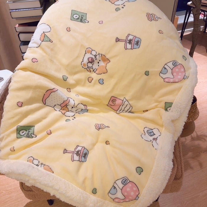 91家纺网 家纺一手货源 找家纺 润缦 2025新款卡通印花毛毯 奶油小熊