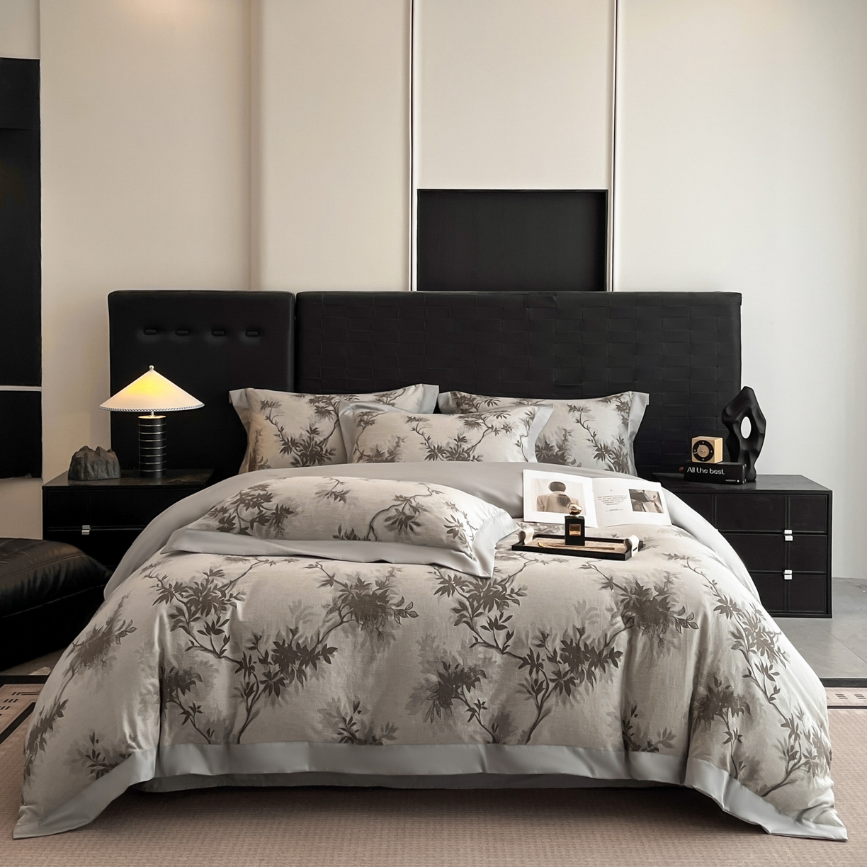 91家纺网 家纺一手货源 找家纺 （总）博纳家纺 2025新款加厚纯棉色织提花撞色宽边四件套