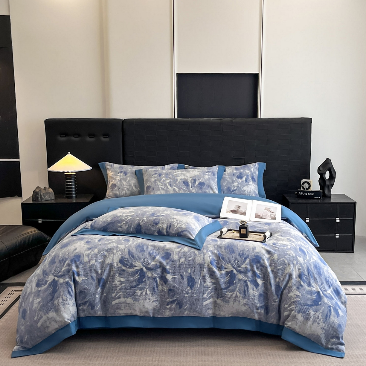 91家纺网 家纺一手货源 找家纺 （总）博纳家纺 2025新款加厚纯棉色织提花撞色宽边四件套