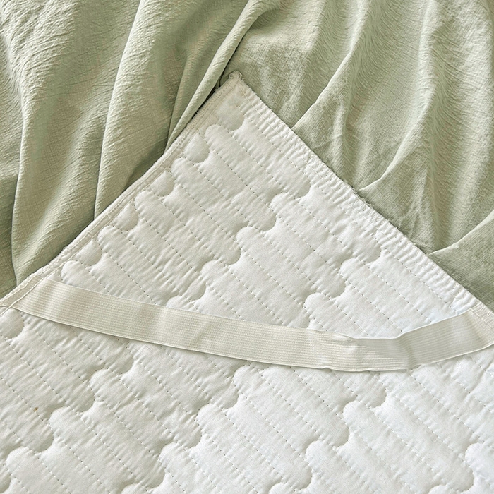 91家纺网 家纺一手货源 找家纺 鼎丰家纺 2025新款皱皱纱双层花边夹棉床裙单床裙床裙单品-梦想系列 梦想-嫩绿