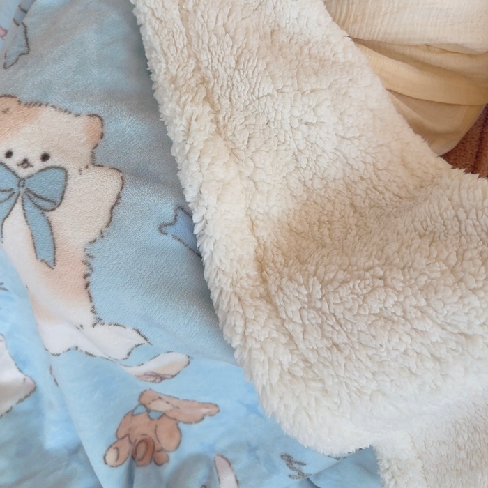 91家纺网 家纺一手货源 找家纺 润缦 2025新款卡通印花毛毯 元气猫咪酱