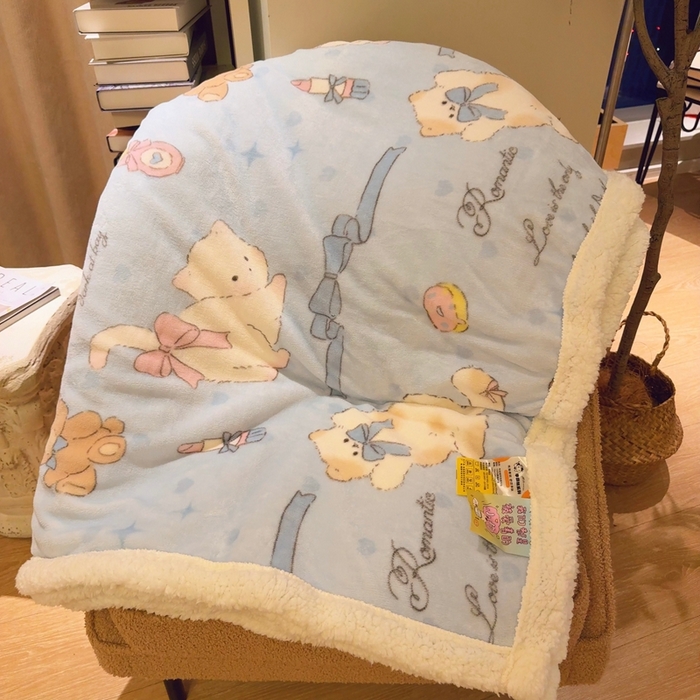 91家纺网 家纺一手货源 找家纺 润缦 2025新款卡通印花毛毯 元气猫咪酱