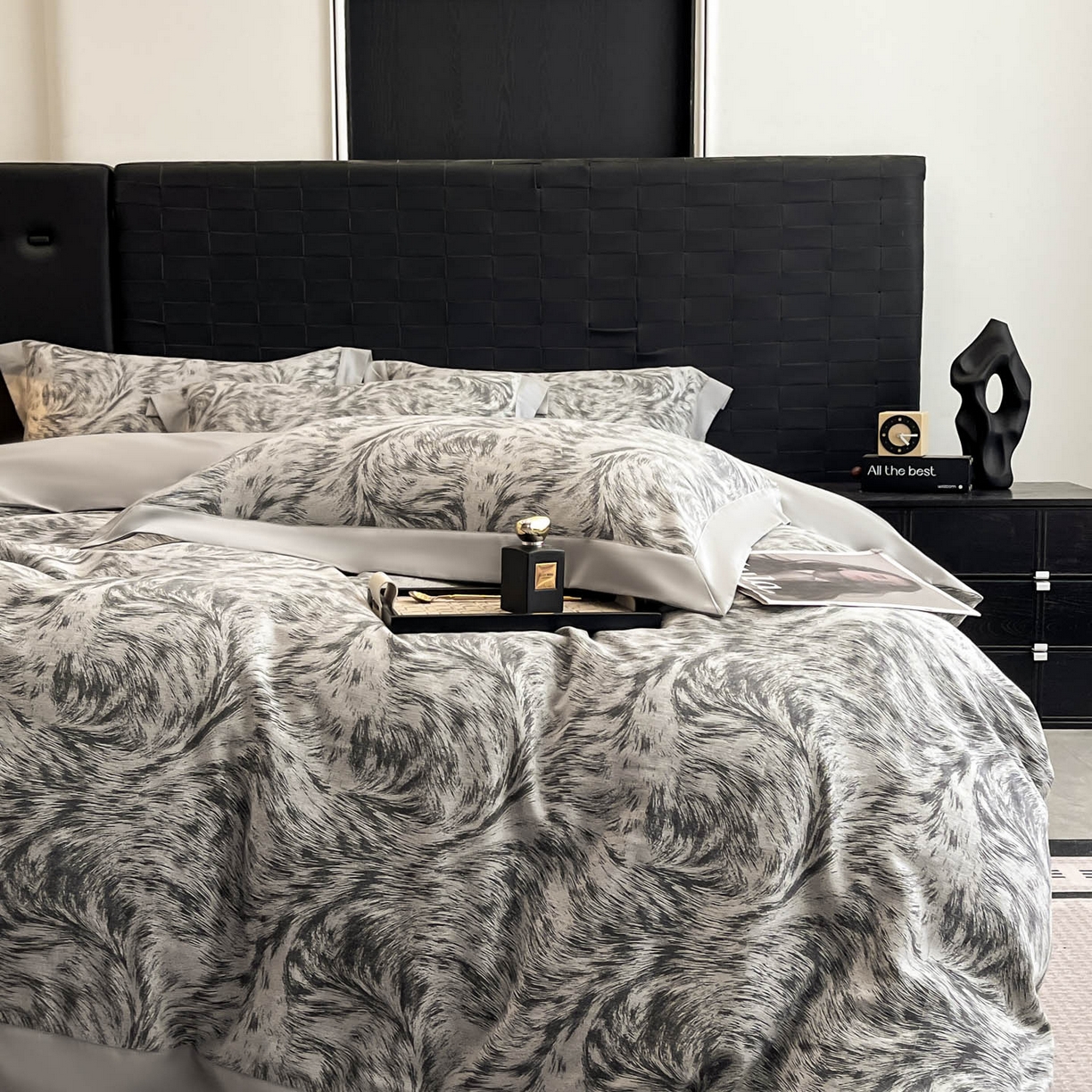 91家纺网 家纺一手货源 找家纺 博纳家纺 2025新款加厚纯棉色织提花撞色宽边四件套 极简