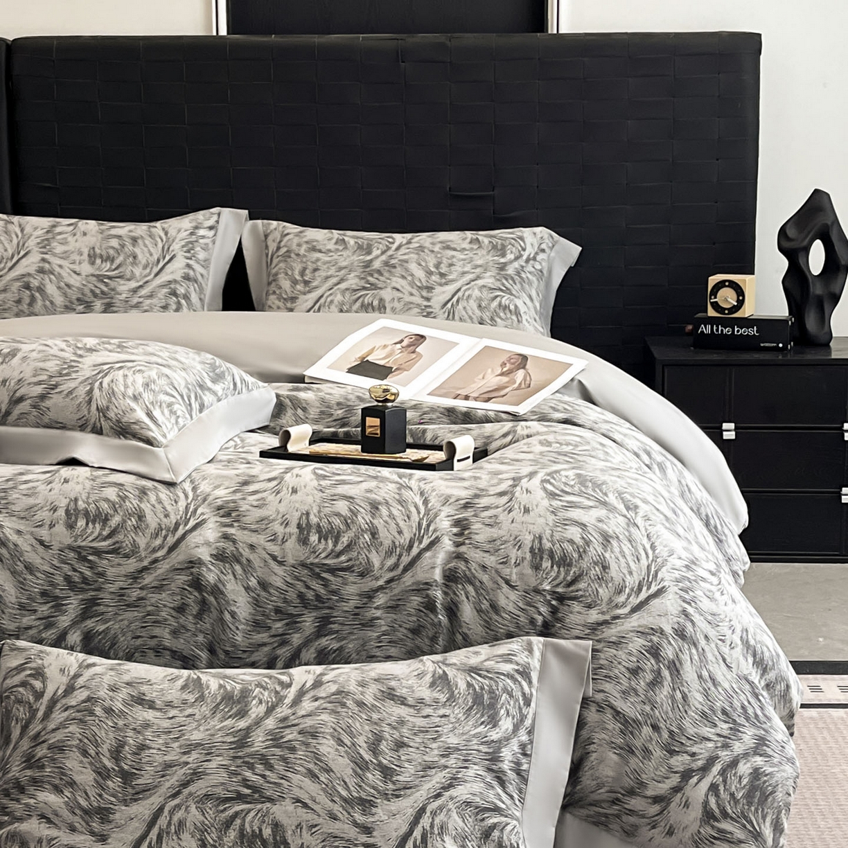 91家纺网 家纺一手货源 找家纺 博纳家纺 2025新款加厚纯棉色织提花撞色宽边四件套 极简