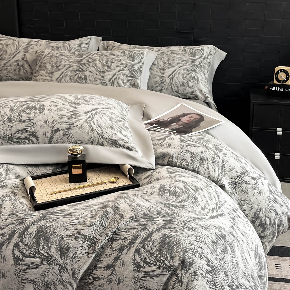 91家纺网 家纺一手货源 找家纺 博纳家纺 2025新款加厚纯棉色织提花撞色宽边四件套 极简