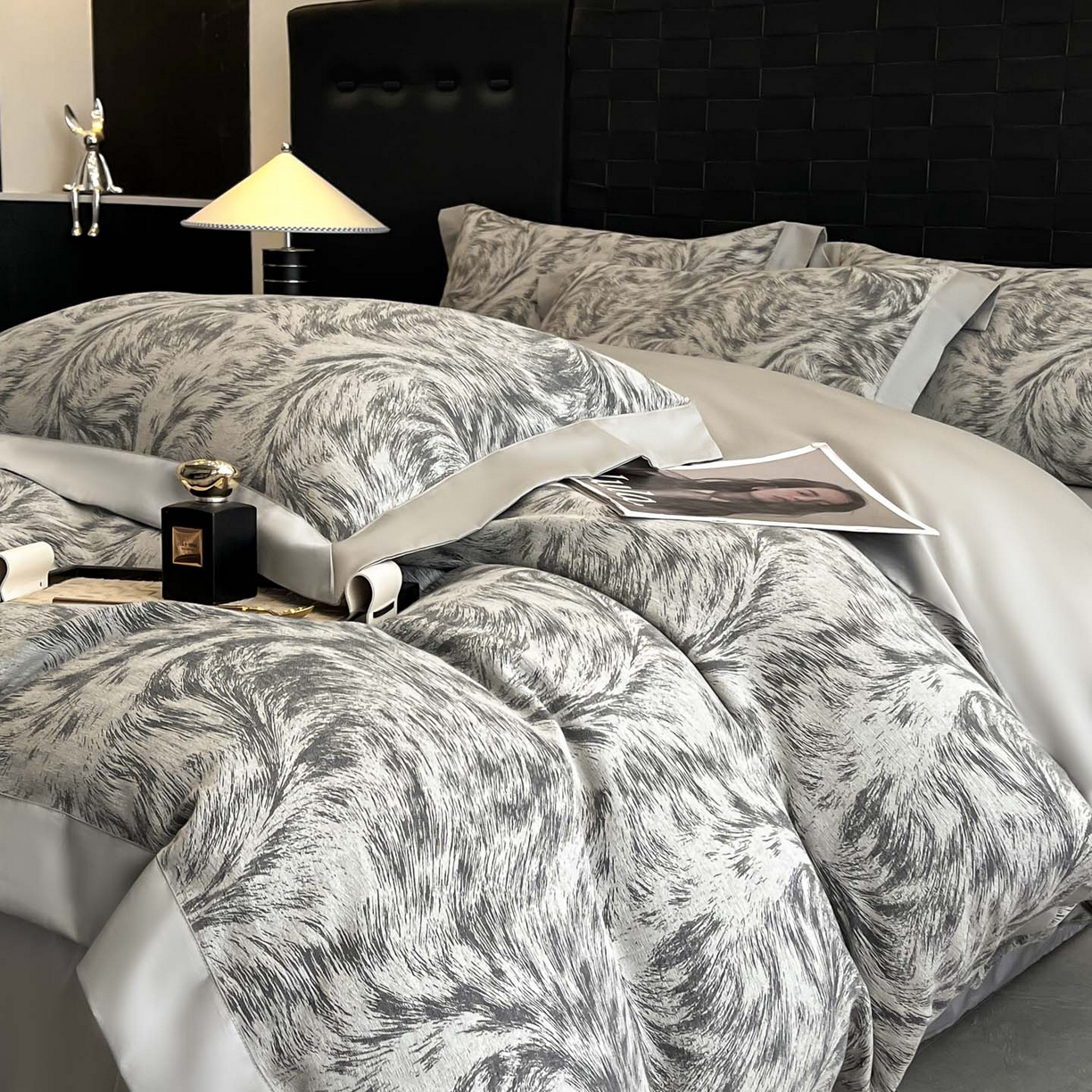 91家纺网 家纺一手货源 找家纺 博纳家纺 2025新款加厚纯棉色织提花撞色宽边四件套 极简