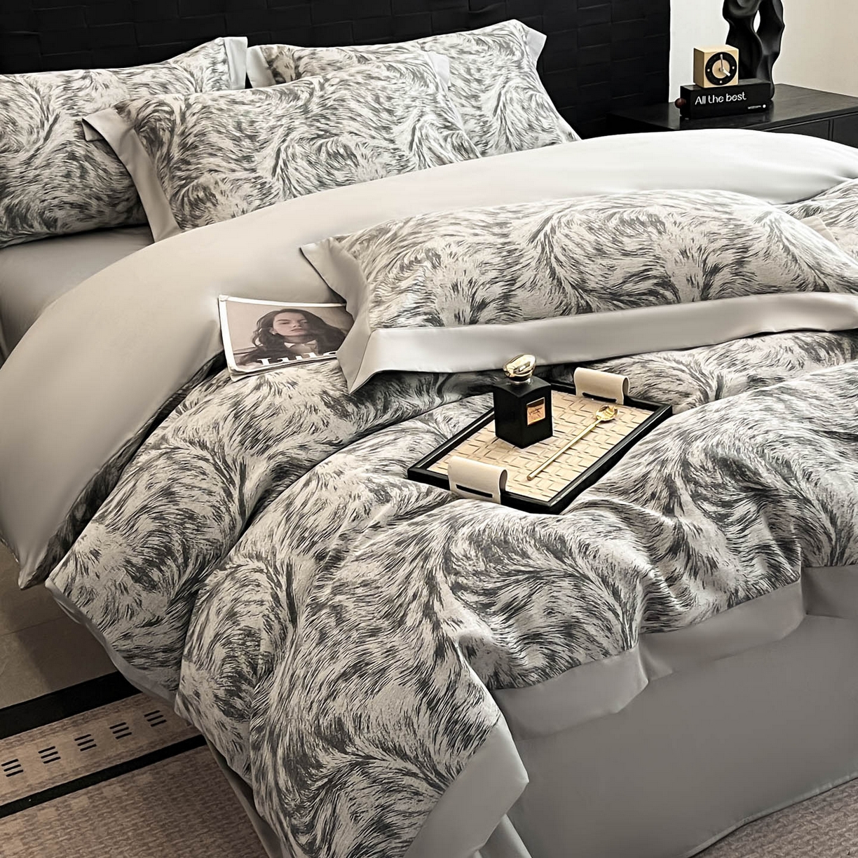 91家纺网 家纺一手货源 找家纺 博纳家纺 2025新款加厚纯棉色织提花撞色宽边四件套 极简