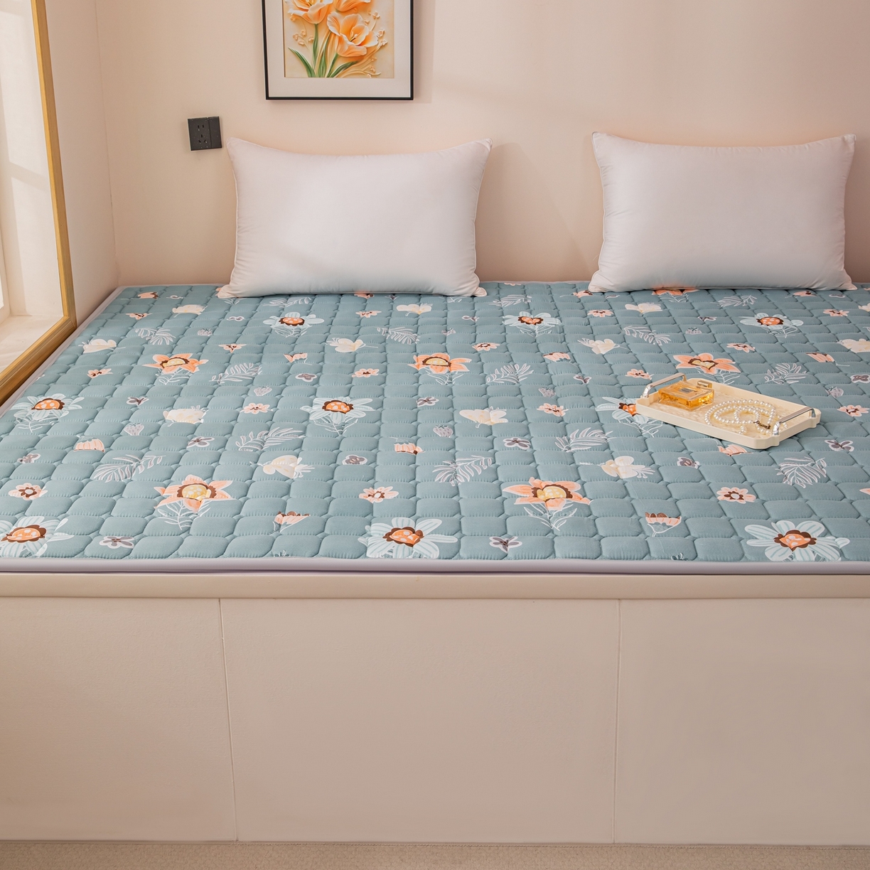 91家纺网 家纺一手货源 找家纺 手艺人家纺 2025新款新格子水洗棉夹棉炕盖垫子床垫床褥子 DH23