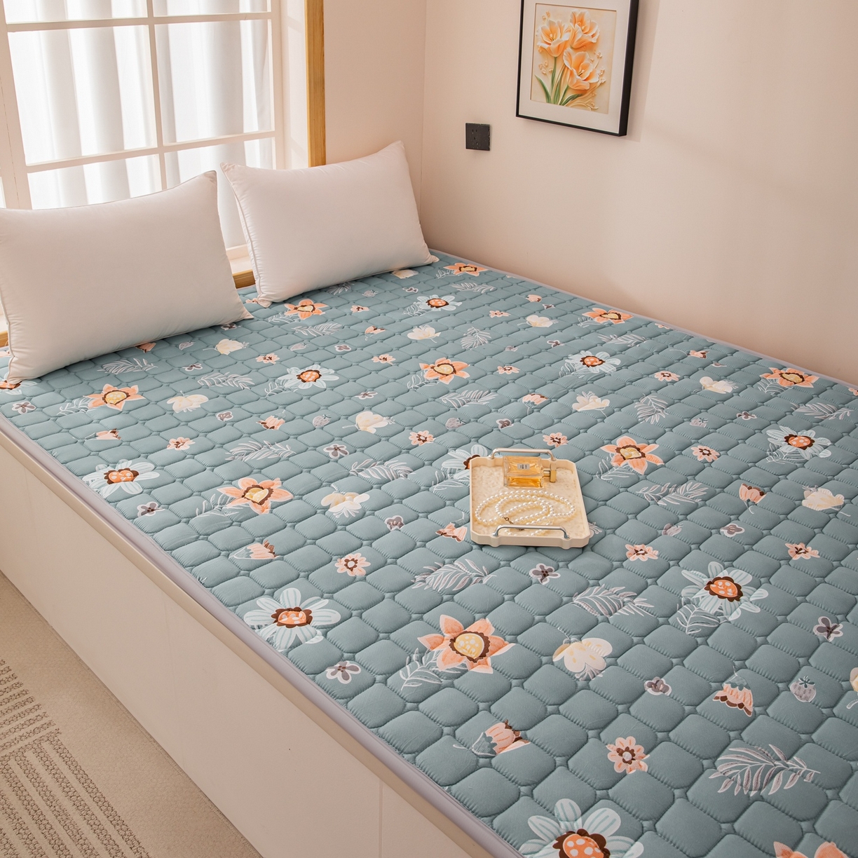 91家纺网 家纺一手货源 找家纺 手艺人家纺 2025新款新格子水洗棉夹棉炕盖垫子床垫床褥子 DH23