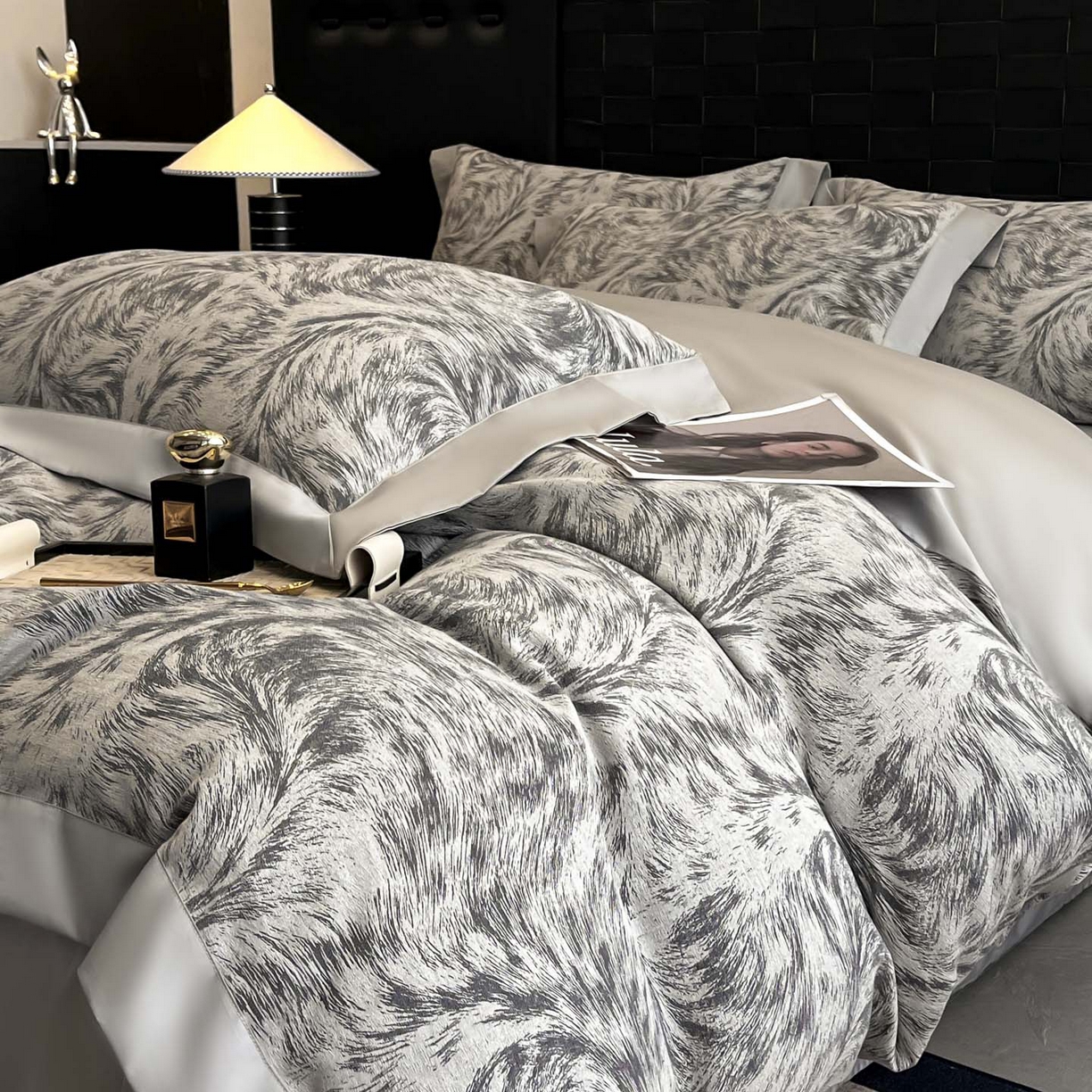 91家纺网 家纺一手货源 找家纺 博纳家纺 2025新款加厚纯棉色织提花撞色宽边四件套 极简