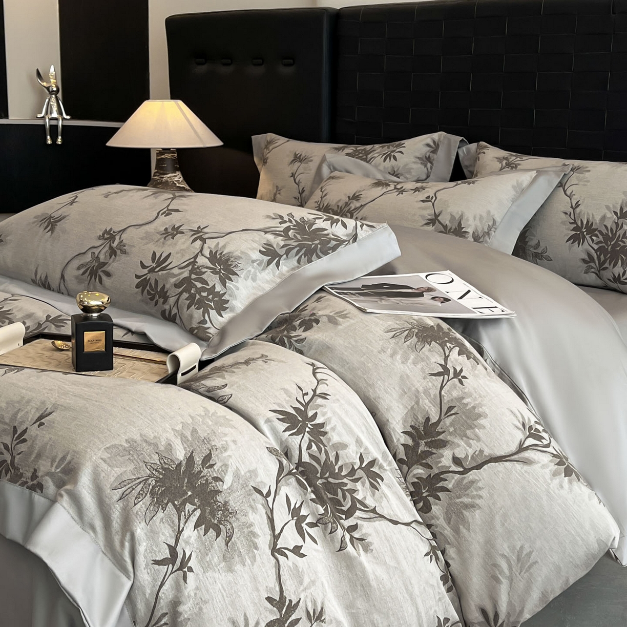 91家纺网 家纺一手货源 找家纺 博纳家纺 2025新款加厚纯棉色织提花撞色宽边四件套 南枝