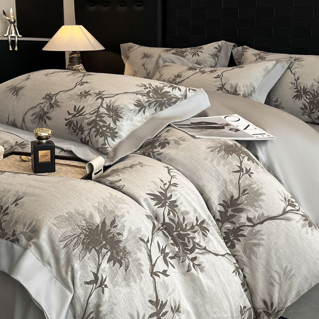 91家纺网 家纺一手货源 找家纺 博纳家纺 2025新款加厚纯棉色织提花撞色宽边四件套 南枝