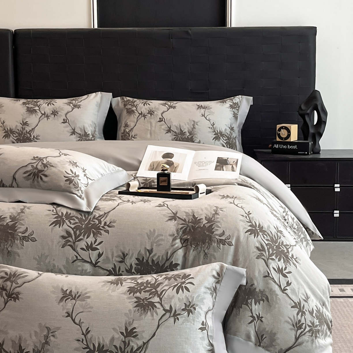 91家纺网 家纺一手货源 找家纺 博纳家纺 2025新款加厚纯棉色织提花撞色宽边四件套 南枝