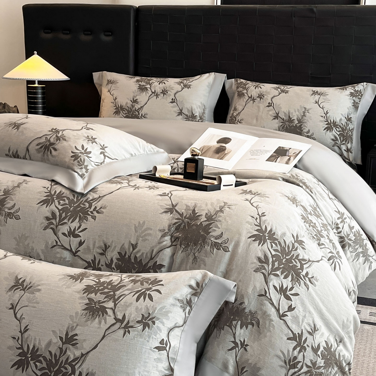 91家纺网 家纺一手货源 找家纺 博纳家纺 2025新款加厚纯棉色织提花撞色宽边四件套 南枝