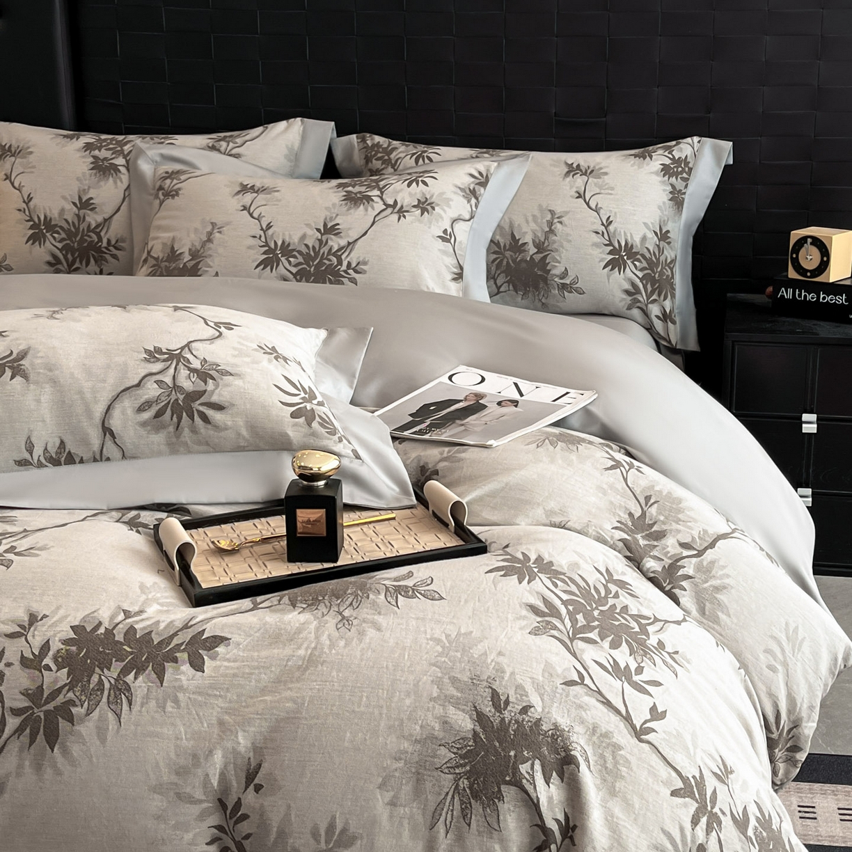 91家纺网 家纺一手货源 找家纺 博纳家纺 2025新款加厚纯棉色织提花撞色宽边四件套 南枝