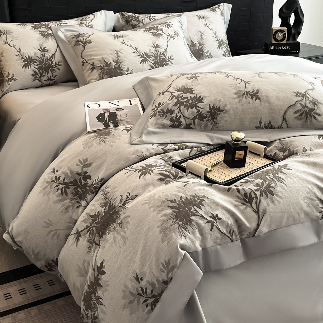 91家纺网 家纺一手货源 找家纺 博纳家纺 2025新款加厚纯棉色织提花撞色宽边四件套 南枝