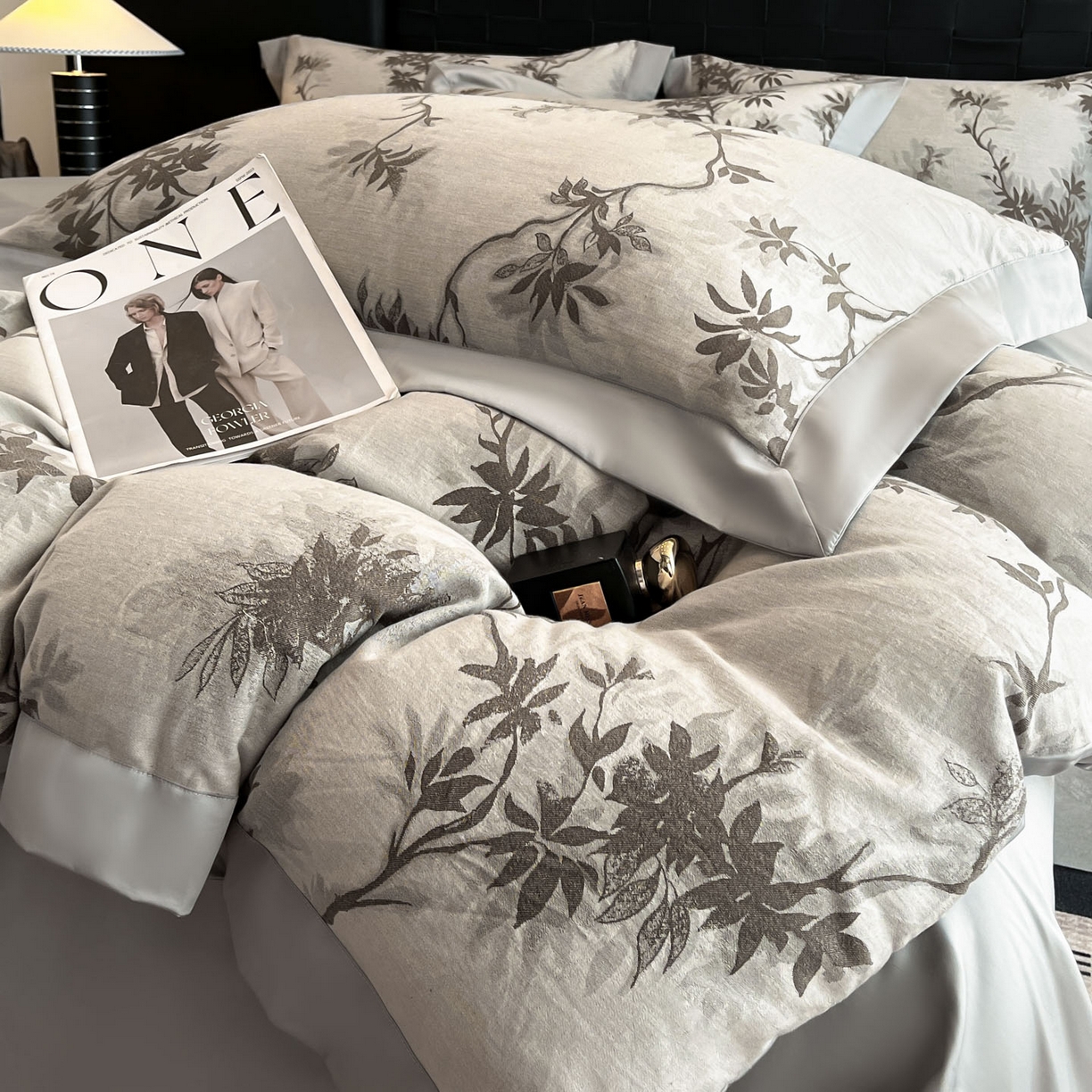 91家纺网 家纺一手货源 找家纺 博纳家纺 2025新款加厚纯棉色织提花撞色宽边四件套 南枝