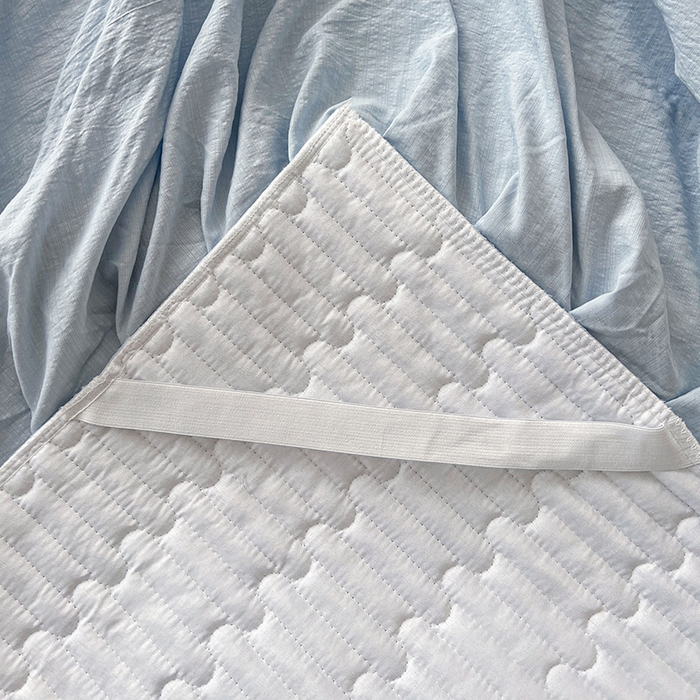 91家纺网 家纺一手货源 找家纺 鼎丰家纺 2025新款皱皱纱双层花边夹棉床裙单床裙床裙单品-梦想系列 梦想-浅蓝