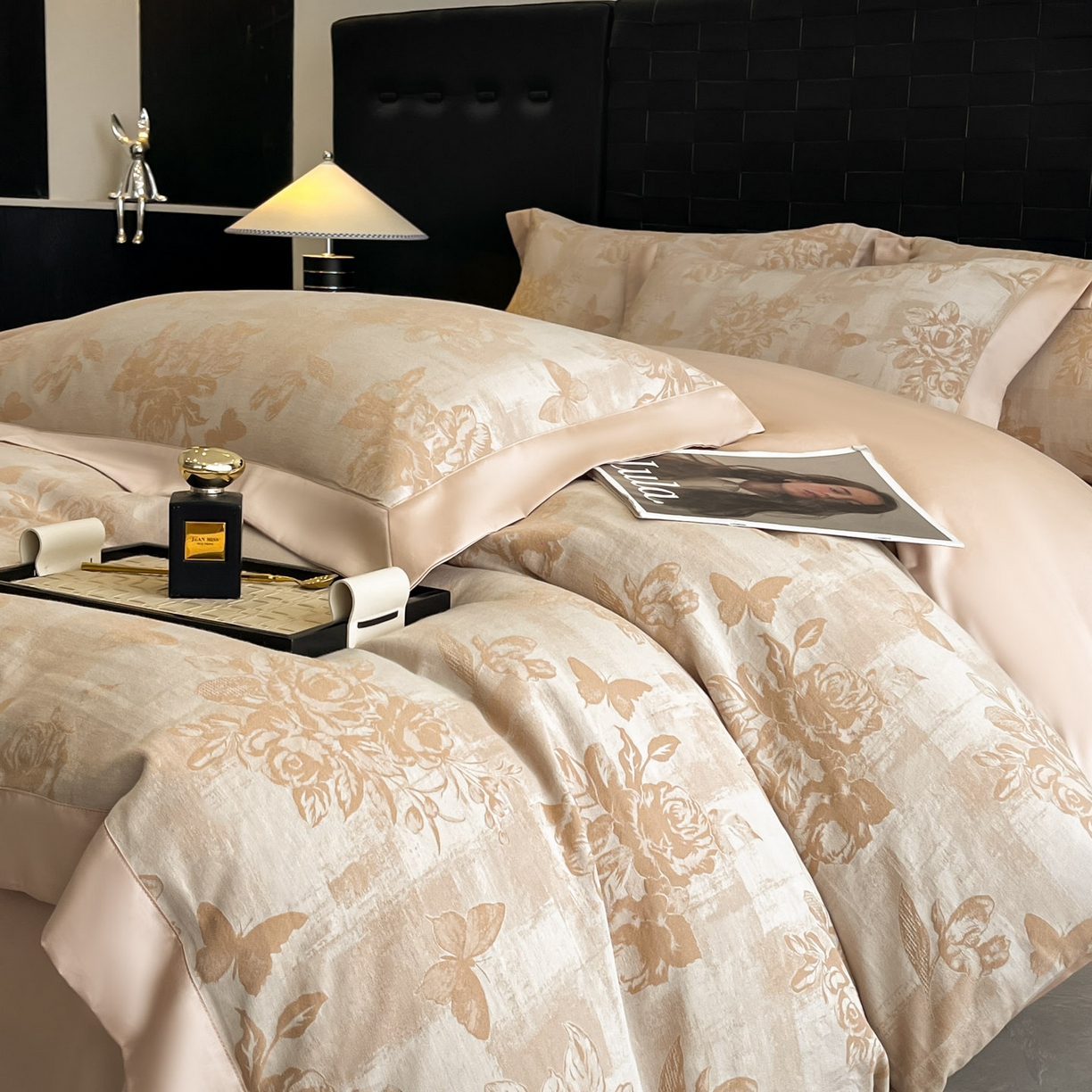 91家纺网 家纺一手货源 找家纺 博纳家纺 2025新款加厚纯棉色织提花撞色宽边四件套 知画