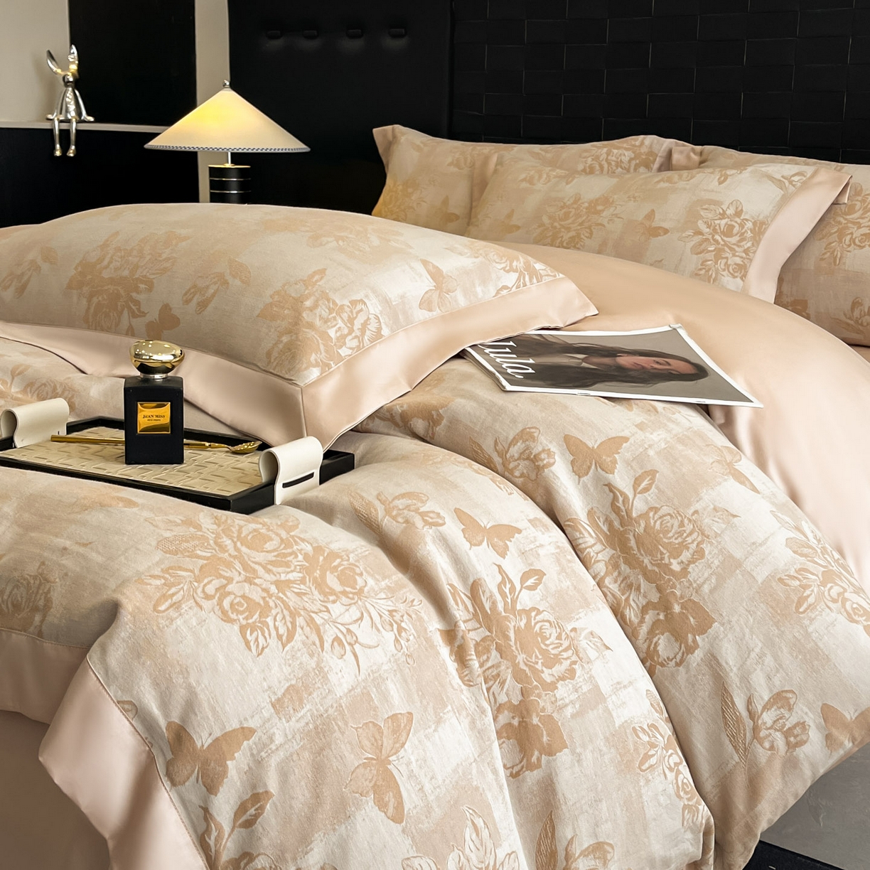 91家纺网 家纺一手货源 找家纺 博纳家纺 2025新款加厚纯棉色织提花撞色宽边四件套 知画