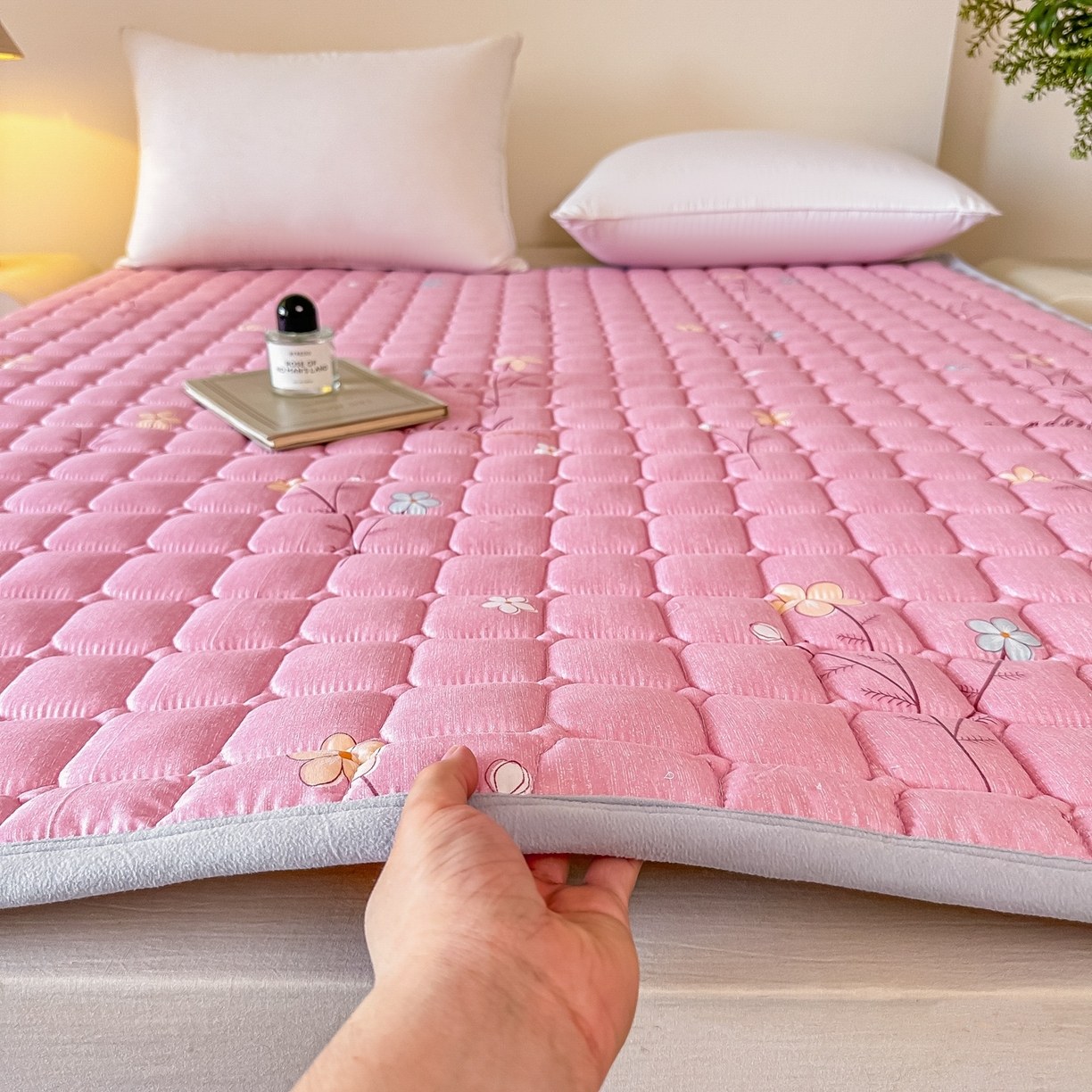 手艺人家纺 2025新款新格子水洗棉夹棉炕盖垫子床垫床褥子 DH56