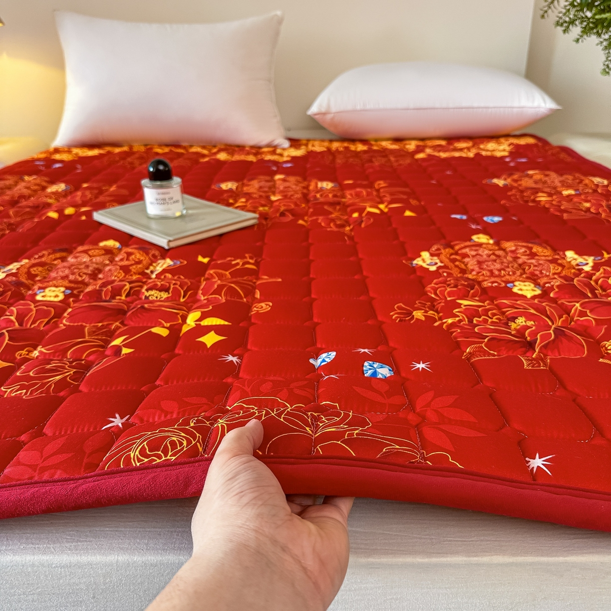 手艺人家纺 2025新款新格子水洗棉夹棉炕盖垫子床垫床褥子 DH57