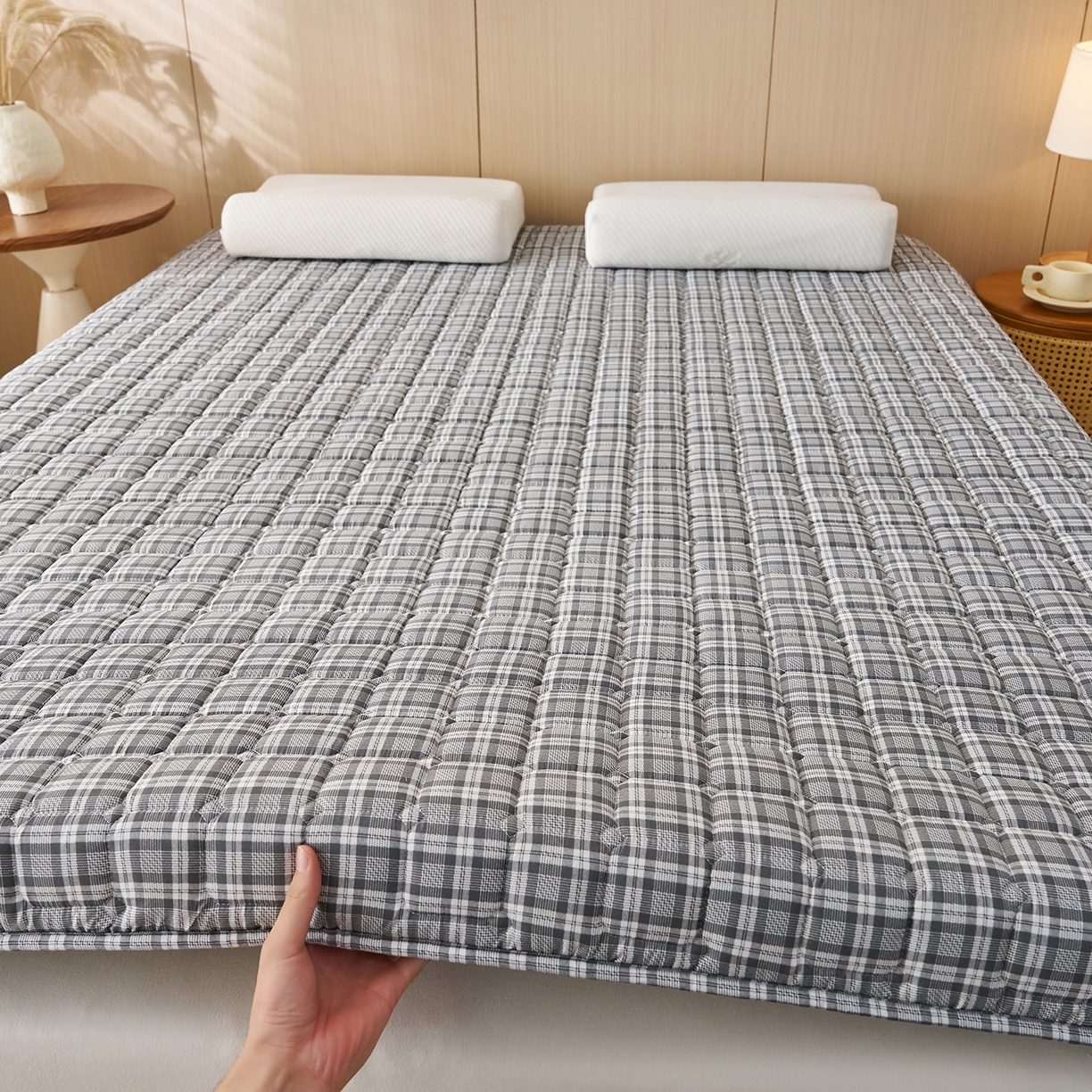 91家纺网 家纺一手货源 找家纺 缦吉 2025新款A类格调新疆棉花床垫 格调黑