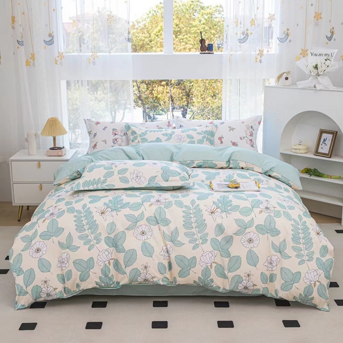 91家纺网 家纺一手货源 找家纺 （总）优纤家纺 2025新款120克磨毛斜纹卡通花卉印花植物羊绒四件套