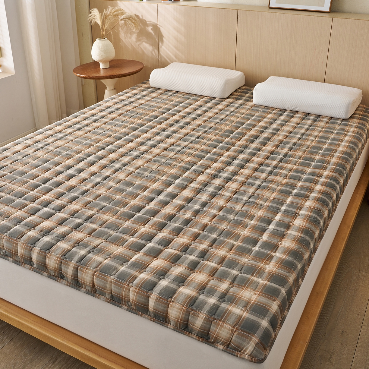 91家纺网 家纺一手货源 找家纺 缦吉 2025新款A类格调新疆棉花床垫 格调咖