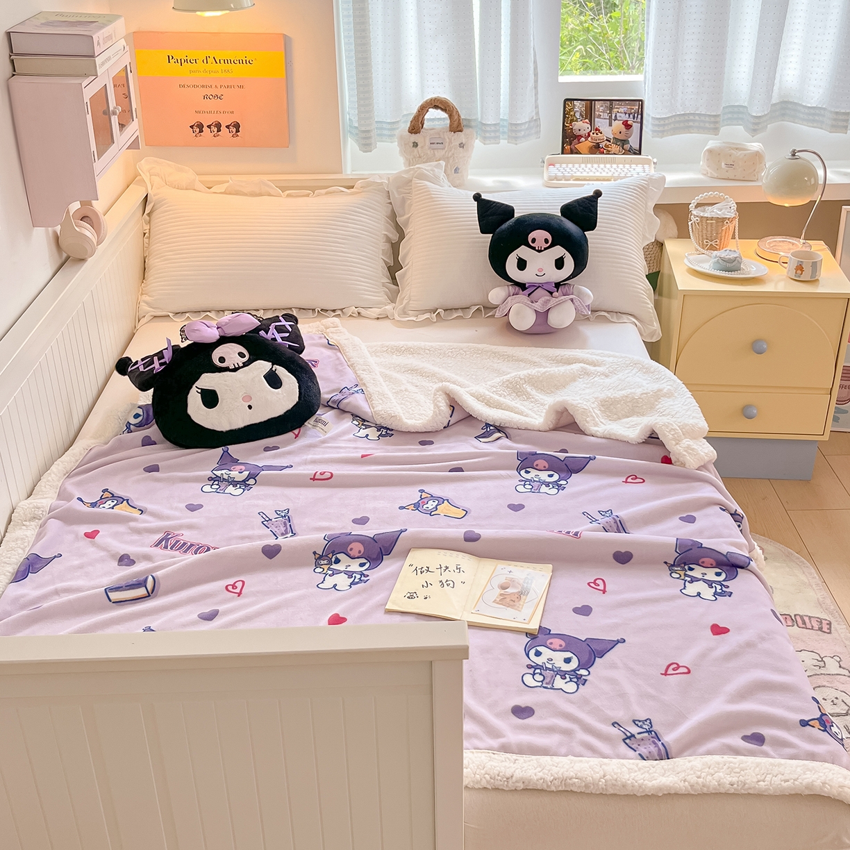 91家纺网 家纺一手货源 找家纺 桃子家居 2025新款A类三丽鸥正版授权少女可爱卡通加厚牛奶绒羊羔绒毛毯多功能四季毛毯 绒毛毯-MT三丽鸥天天库洛米