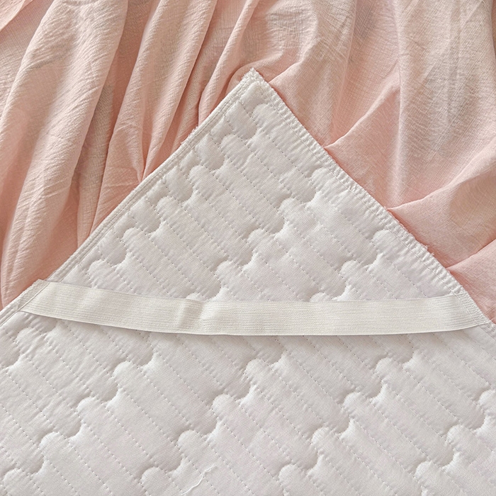 91家纺网 家纺一手货源 找家纺 鼎丰家纺 2025新款皱皱纱双层花边夹棉床裙单床裙床裙单品-梦想系列 梦想-浅玉