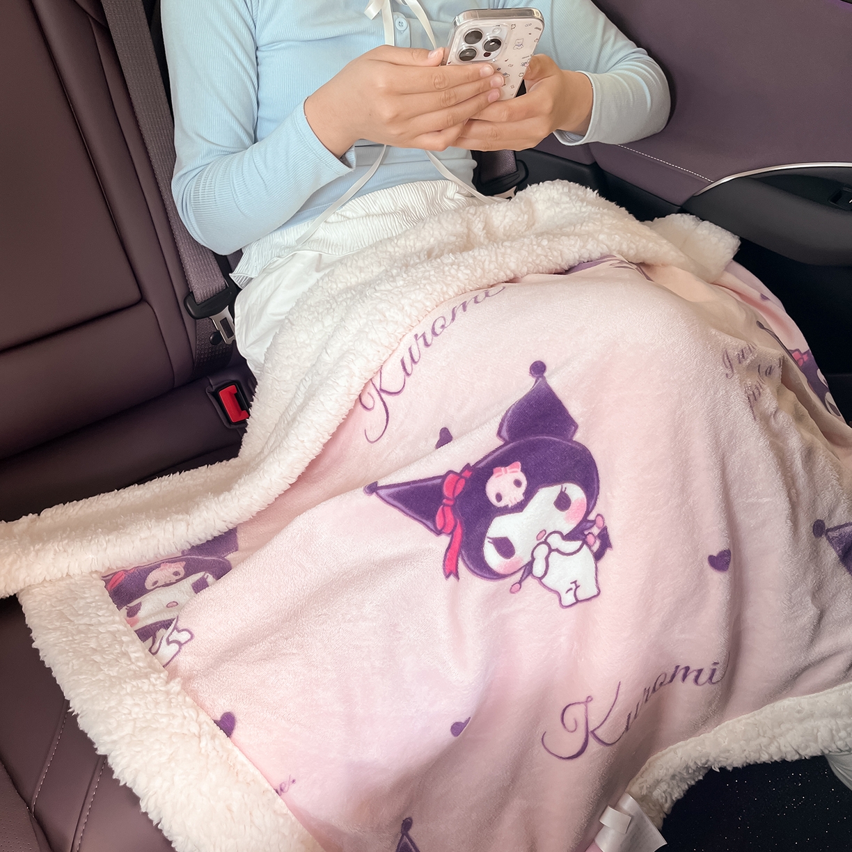 91家纺网 家纺一手货源 找家纺 桃子家居 2025新款A类三丽鸥正版授权少女可爱卡通加厚牛奶绒羊羔绒毛毯多功能四季毛毯 绒毛毯-MT三丽鸥粉梦库洛米