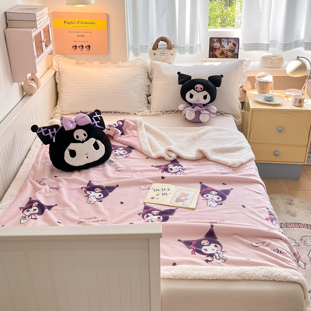 91家纺网 家纺一手货源 找家纺 桃子家居 2025新款A类三丽鸥正版授权少女可爱卡通加厚牛奶绒羊羔绒毛毯多功能四季毛毯 绒毛毯-MT三丽鸥粉梦库洛米