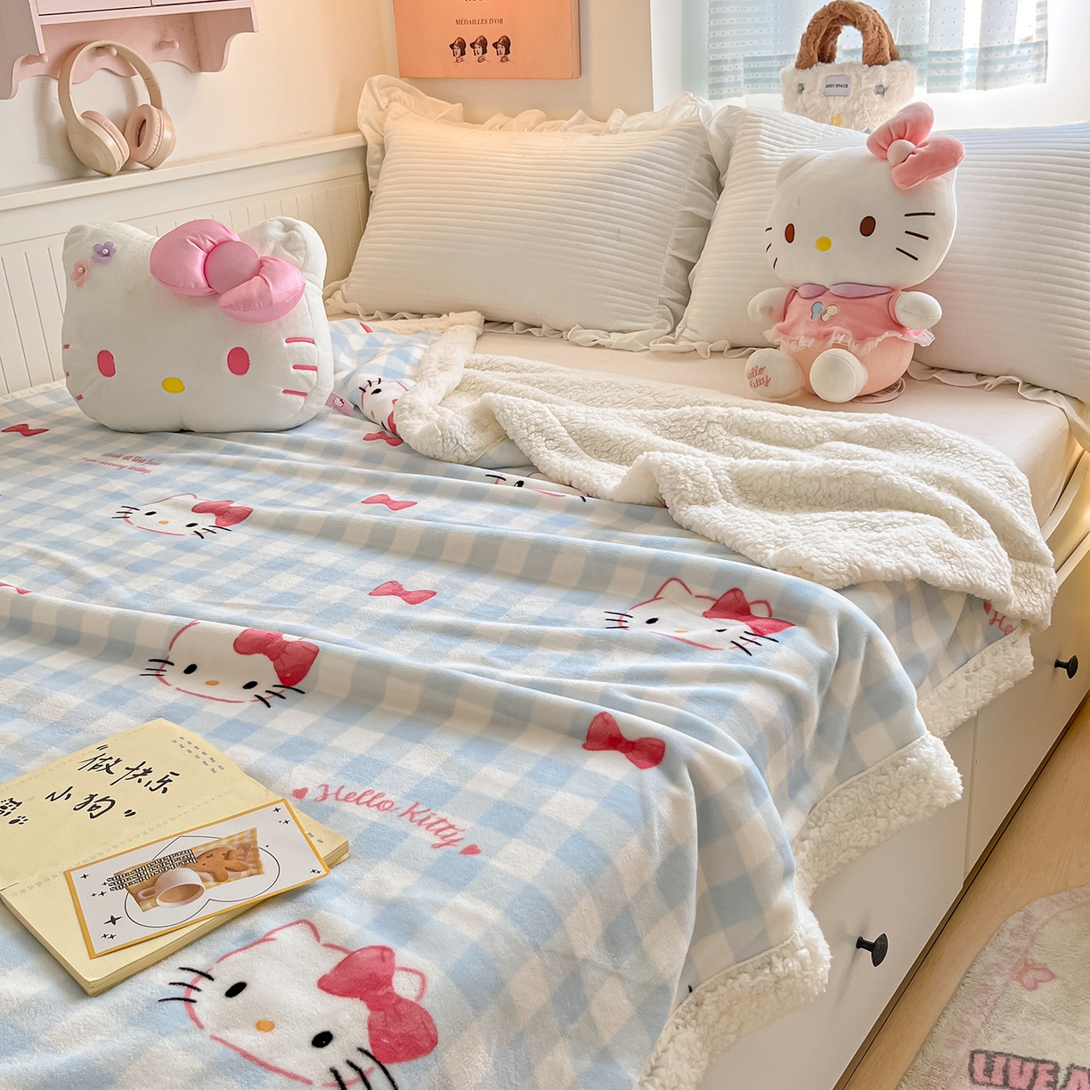 91家纺网 家纺一手货源 找家纺 （总）桃子家居 2025新款A类三丽鸥正版授权少女可爱卡通加厚牛奶绒羊羔绒毛毯多功能四季毛毯